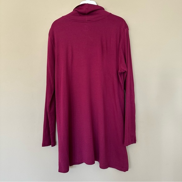 J. Jill Perfect Pima Women XL TALL  Burgundy Magenta Tunic Top Turtle Neck Vents - Picture 5 of 7
